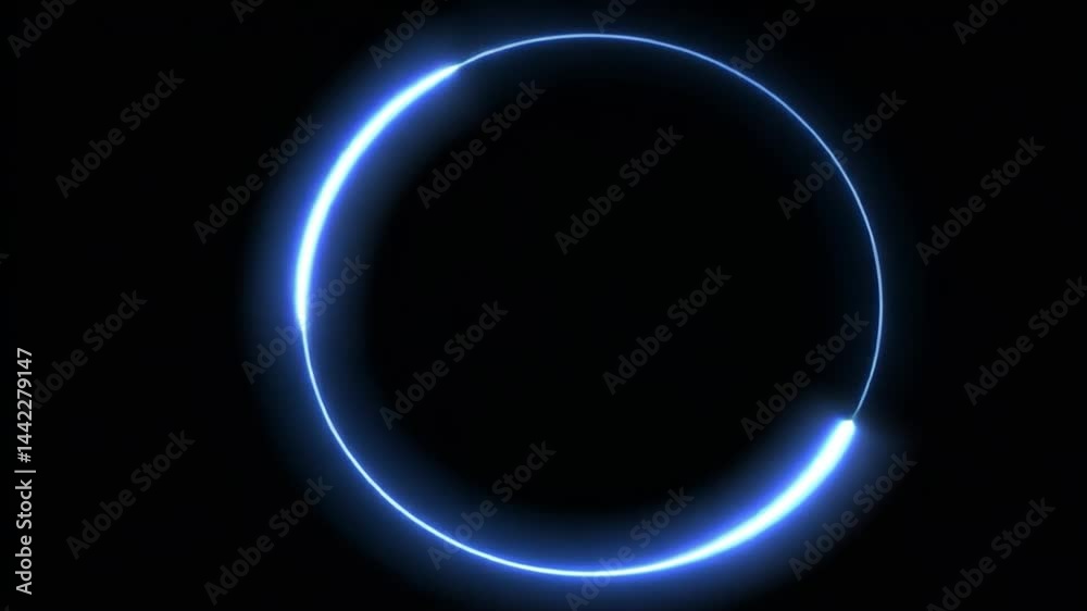 Abstract Blue Circle: Digital Art, Glowing Neon Ring Abstract Blue Circle: Digital Art, Glowing Neon Ring
