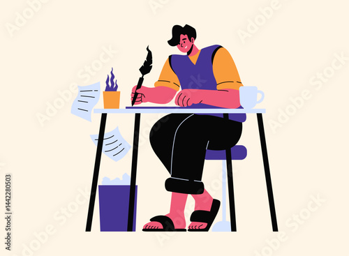 set of an Profession Writer Character Illustration