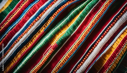 Colorful Striped Fabric Close-Up