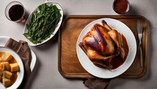 Roasted Chicken Dinner Table Setting