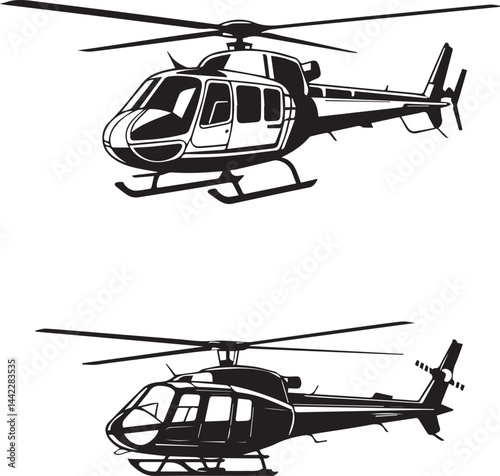 Flat Helicopter Icon Collection