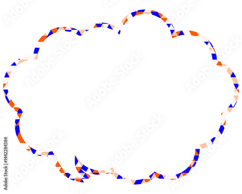 ステンドグラス風吹き出し　三角形模様　丸みのある雲形