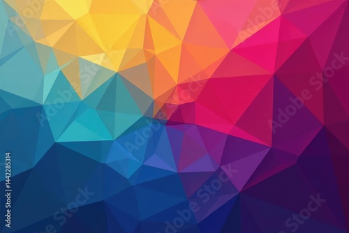 Geometric abstract shapes, vibrant color palette, design, vivid, style