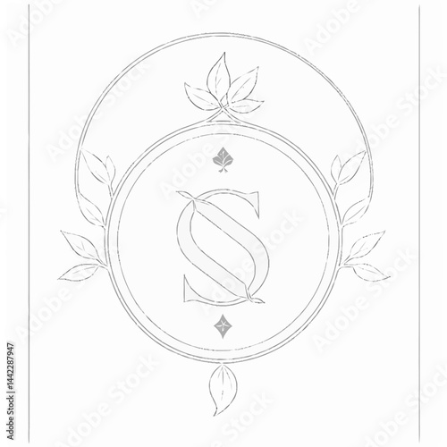 Elegant S emblem encircled by ornate botanicals and geometric accents