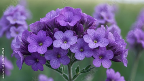 A macro perspective of a Verbena bloom in a farm field during a gentle afternoon breeze.