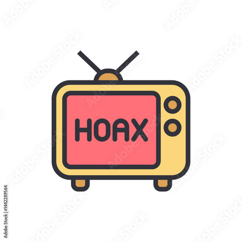 Fake news colored icons, minimalist vector illustration ,simple transparent graphic element .Isolated on white background