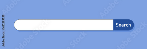 Search bar. Internet search engine website blank search field. Blue background.