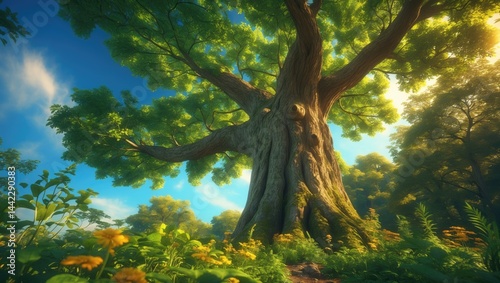 The gentle sigh of the wind in lofty foliage