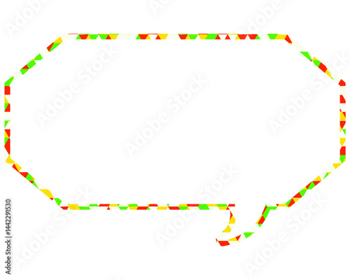 ステンドグラス風吹き出し　三角形模様　細長い八角形