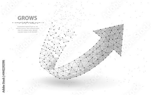 Arrow growth. Low poly wireframe mesh style.