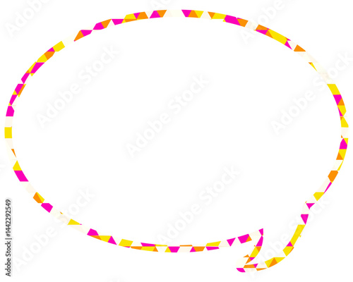 ステンドグラス風吹き出し　三角形模様　丸形