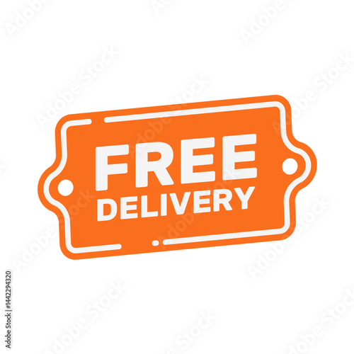 Free delivery – orange label, tag, sticker – vector illustration