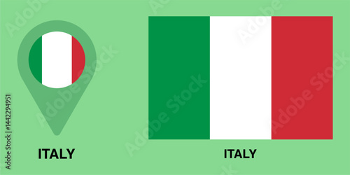 Vector location and country flag of Italy isolated on transparent background