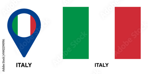 Vector location and country flag of Italy isolated on transparent background