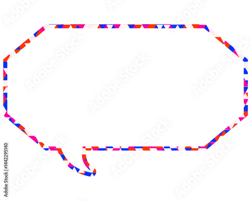 ステンドグラス風吹き出し　三角形模様　細長い八角形