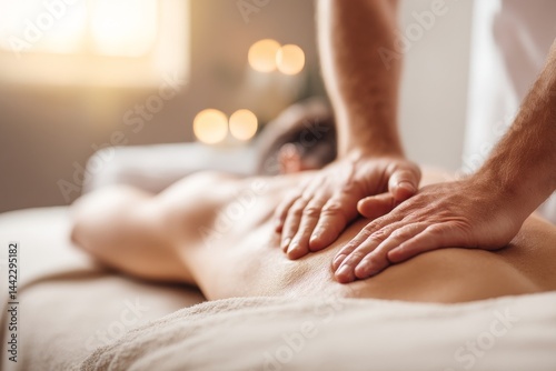 Wallpaper Mural In a spa setting, a professional masseur provides a calming massage experience, focusing on the neck, shoulders, and back of a beautiful young woman, illustrating cosmetology and massage principles Torontodigital.ca