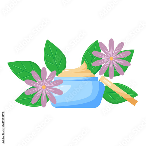 Skincare products organic cosmetics, beauty products.