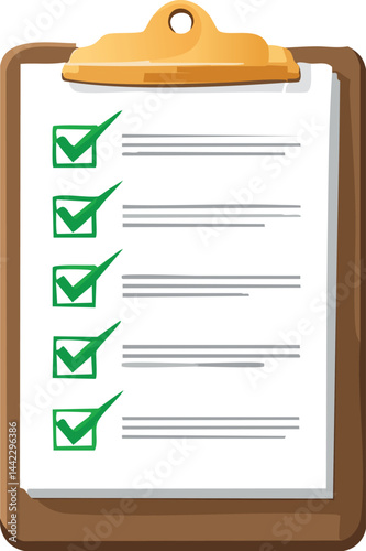 Clipboard with Checklist & Goal Marks - Task Completion Vector for Project Management & Productivity Content
