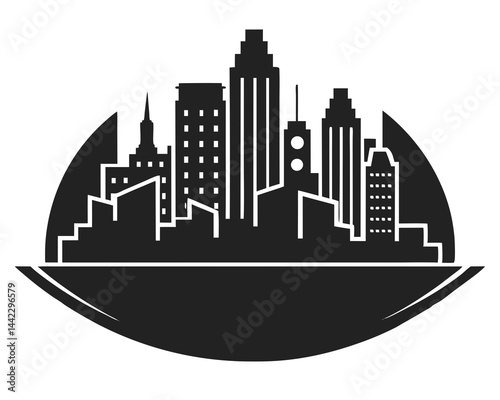 City icon vector silhouette illustration isolated on white background