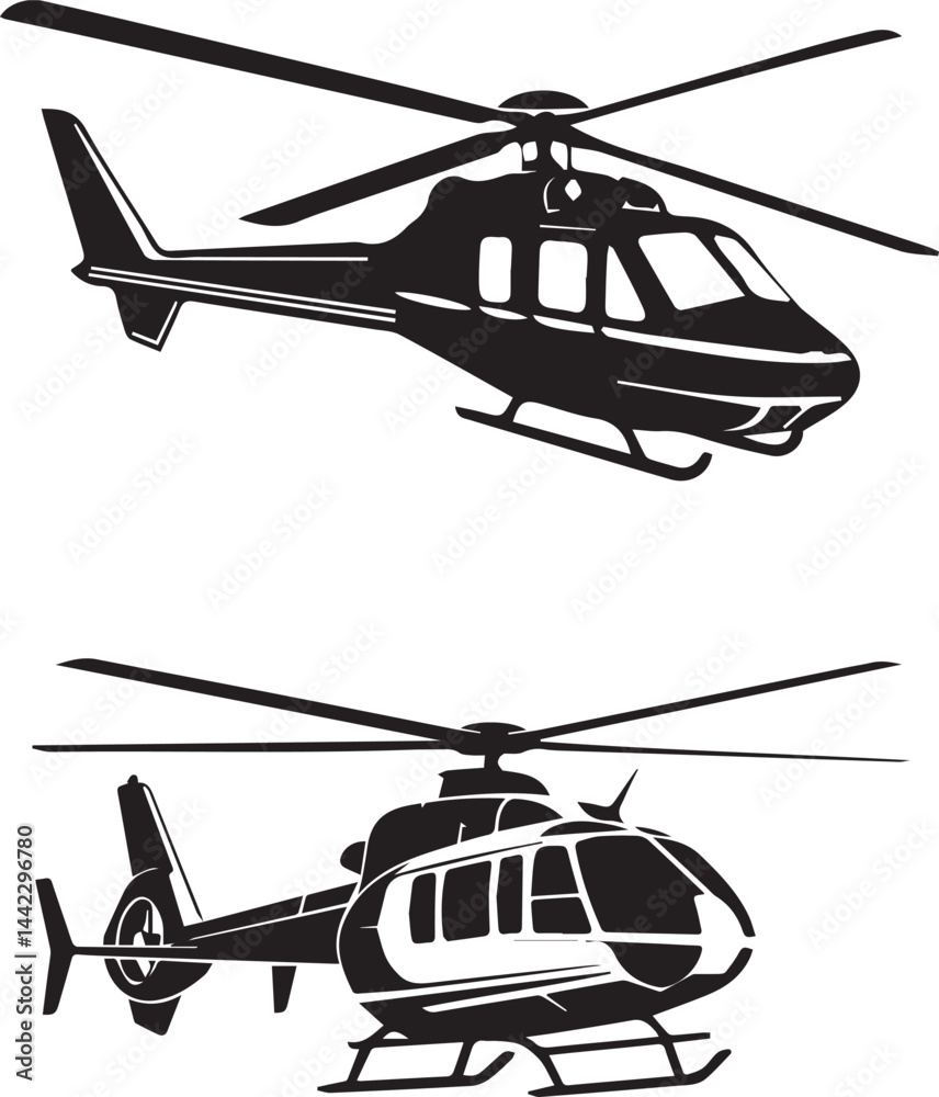 Flat Helicopter Icon Collection