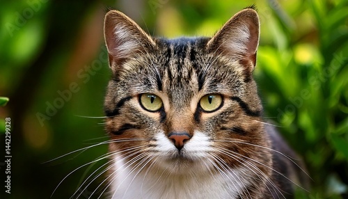 Wallpaper Mural Fierce Tabby Cat with White Chest in Garden Torontodigital.ca