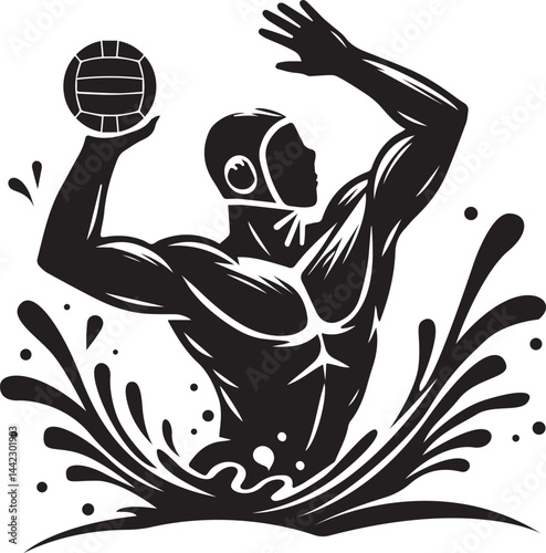 Competitive Water Polo Vector Art Design