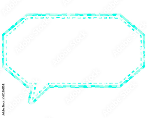 ステンドグラス風吹き出し　三角形模様　細長い八角形