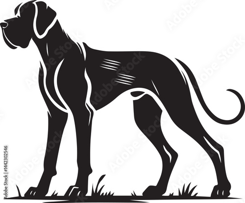 Great Dane Black and White Vector Silhouette Logo Design