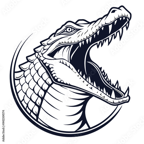 Powerful crocodile head, fierce and primal