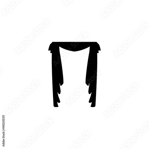 black curtain silhouette. Interior design elements