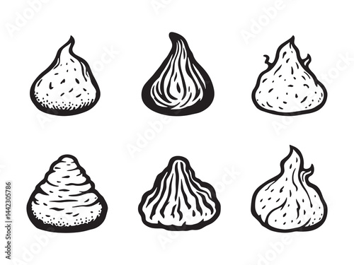 Black and white cow dung illustration for organic farming concept 