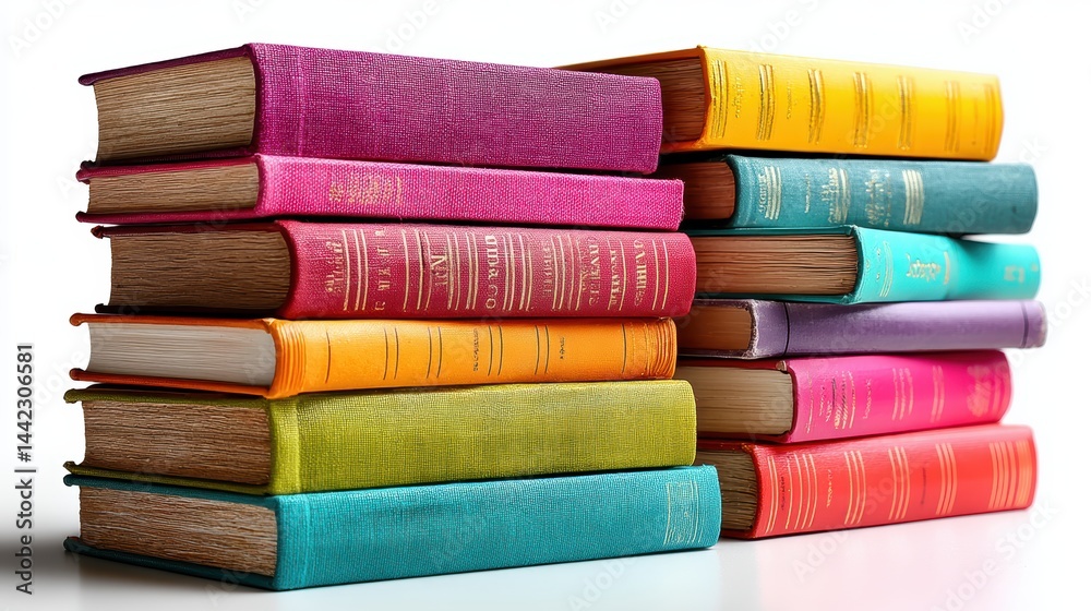 a stack of colorful books on a white isolated background, educational and vibrant design a stack of colorful books on a white isolated background, educational and vibrant design