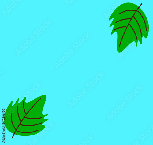 birch leaf on a blue background,