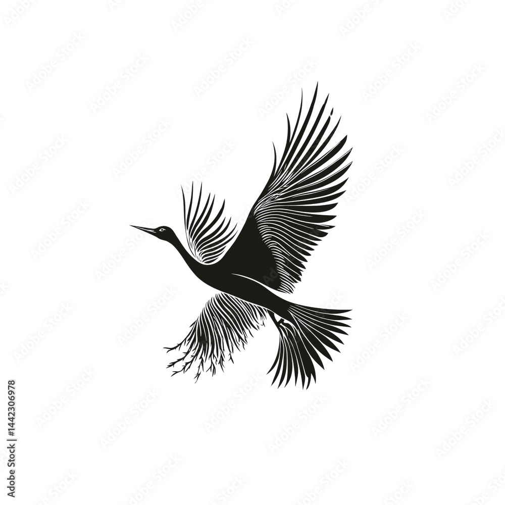 Obraz premium Elegant Silhouette of a Bird in Flight