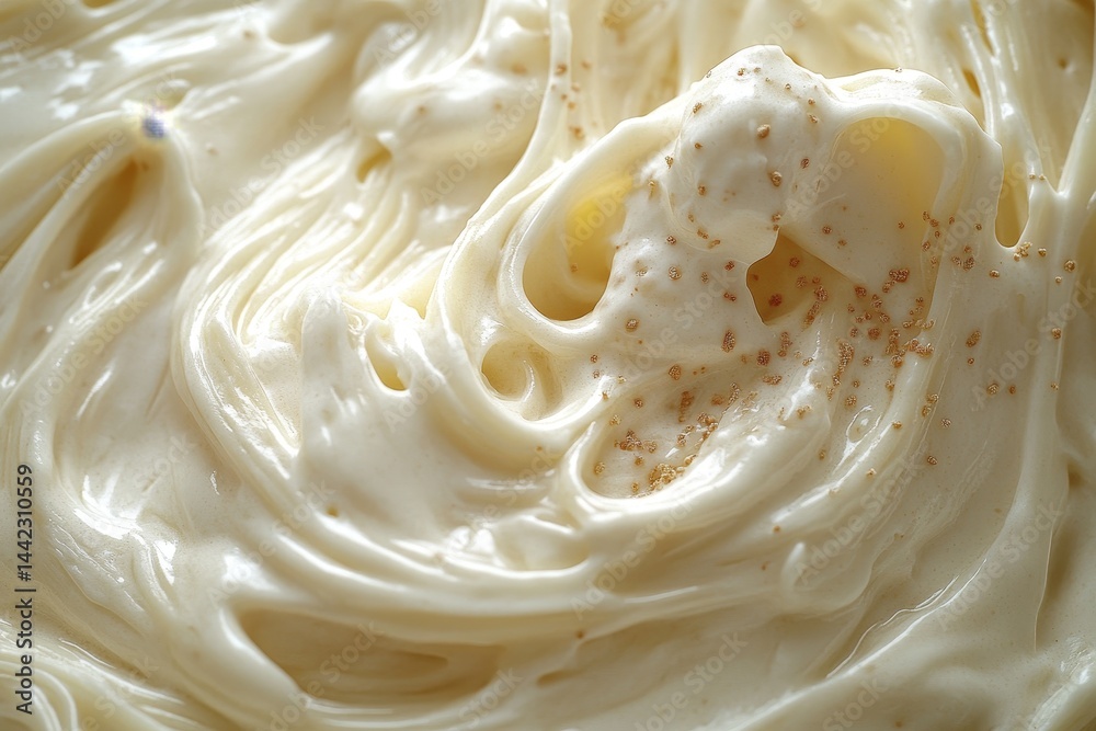 Creamy frosting swirls, close-up, baking, kitchen Creamy frosting swirls, close-up, baking, kitchen