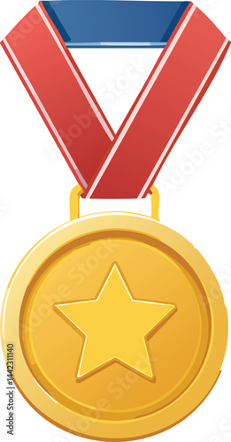 Medal with Ribbon & Achievement Icon - Victory Vector for Award Certificates & Corporate Recognition Programs