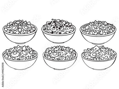 Chilaquiles Traditional Mexican Dish in Minimalist Line Art Style 