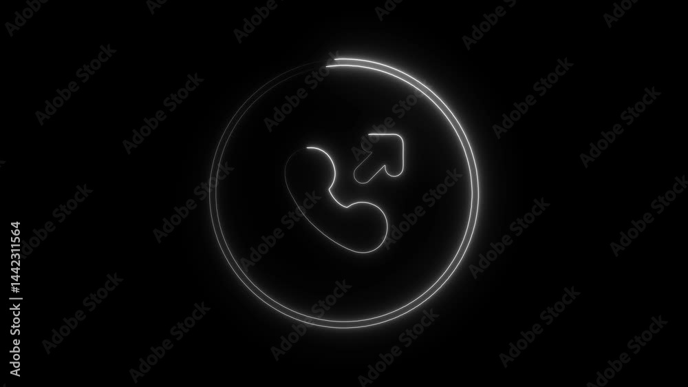 Neon outgoing call animation on black background. Neon outgoing call animation on black background.