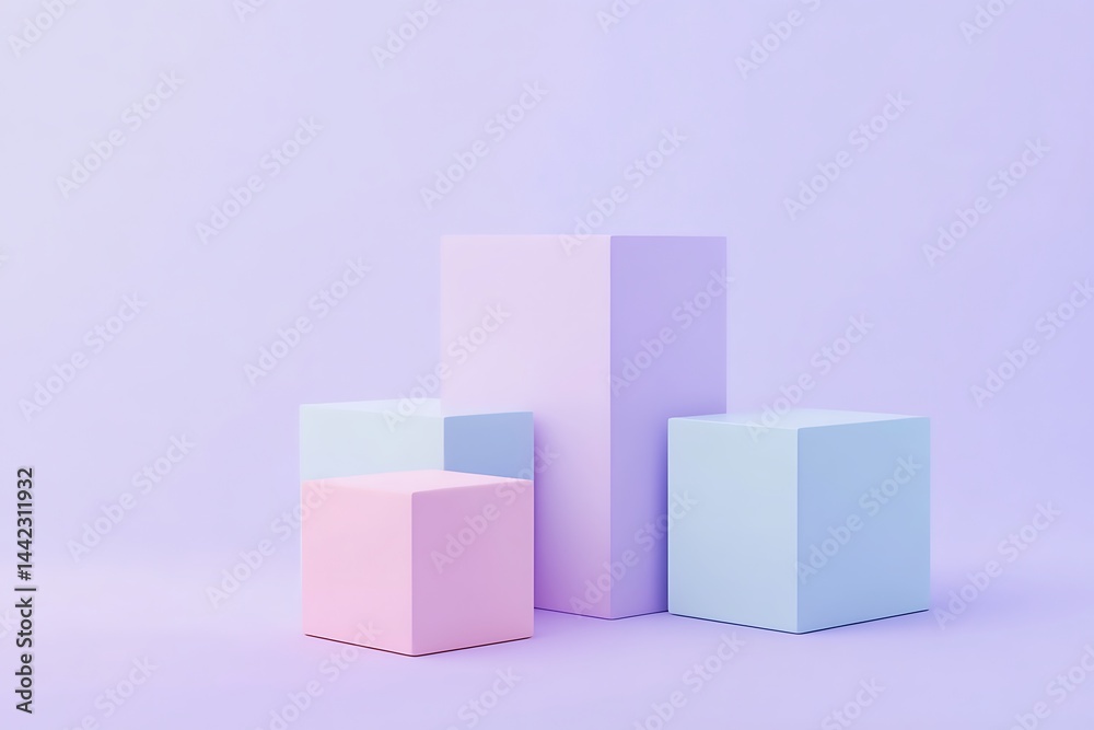 Pastel color blocks, 3D rendering Pastel color blocks, 3D rendering