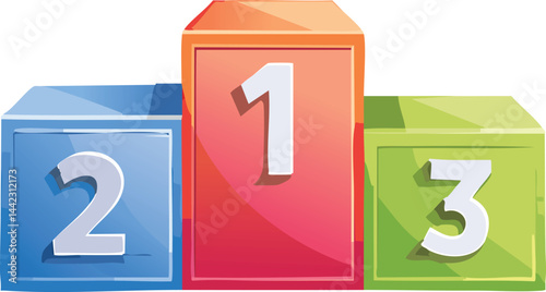 Ranking Podium with Numbers 1, 2, 3 – Vector Illustration of Achievement and Competition Concept