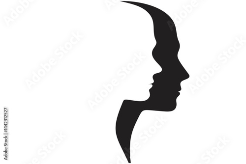 Face-to-Face Silhouette SVG – Optical Illusion Profile Clipart Design


