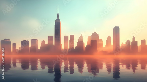 City Reflections and Golden Sunlight A Breathtaking Waterfront View