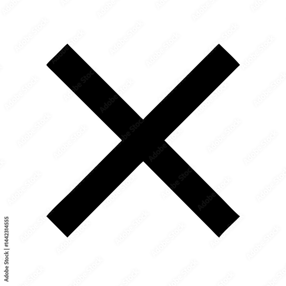 Black Cross Icon on Transparent Background Black Cross Icon on Transparent Background