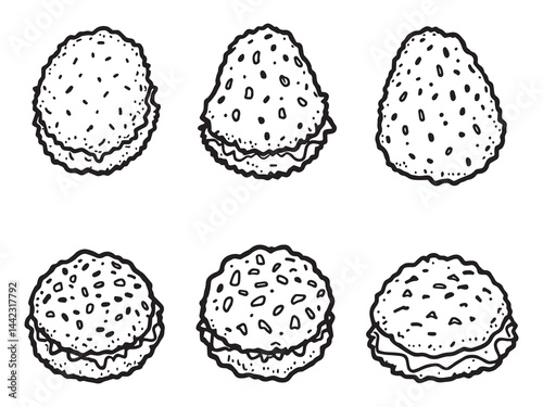 Crispy Golden Chicken Nuggets in Line Art Style