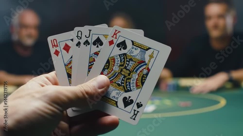 High stakes poker game with intense players and strategic plays at the table