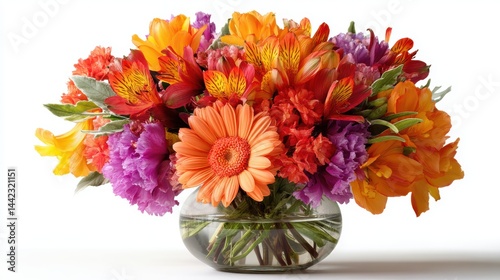 Wallpaper Mural a vibrant flower bouquet in a glass vase on a white isolated background, fresh and cheerful look Torontodigital.ca