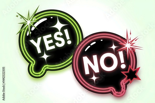 A white background with two vibrant, neon-like bubbles