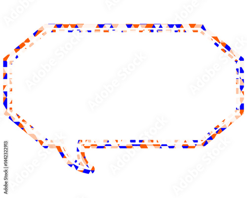ステンドグラス風吹き出し　三角形模様　細長い八角形