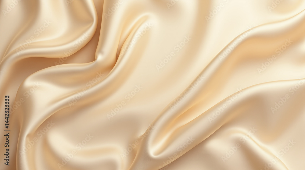 Obraz premium The image shows a beige satin fabric with folds and creases