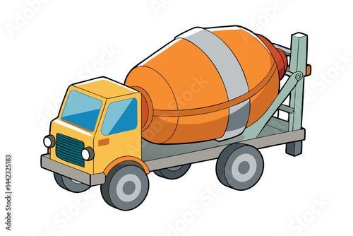 Illustration of cement mixer, symbolizing construction work, manual labor, and craftsmanship, great for Labor Day or Labour Day designs